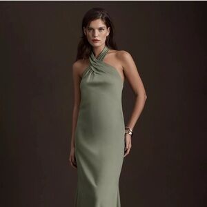 BHLDN Olive Halter Maxi Dress